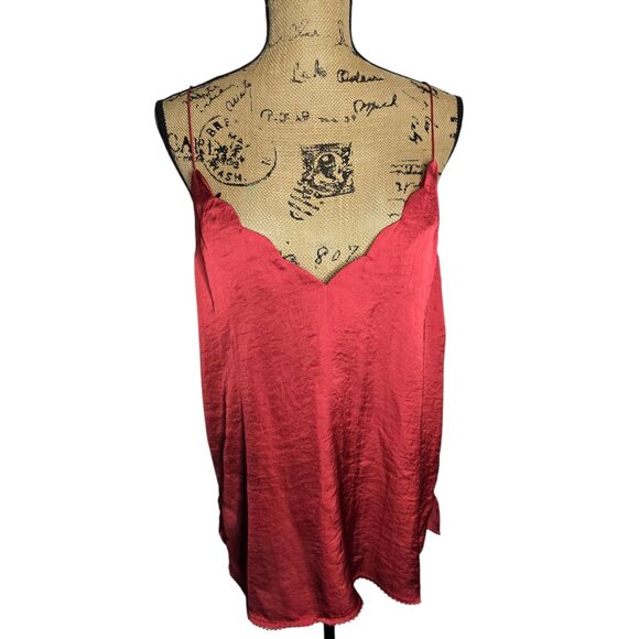 Intimately Free People Sensual Satin Scallop Cami Tank Top Rust Large - Picture 3 of 13